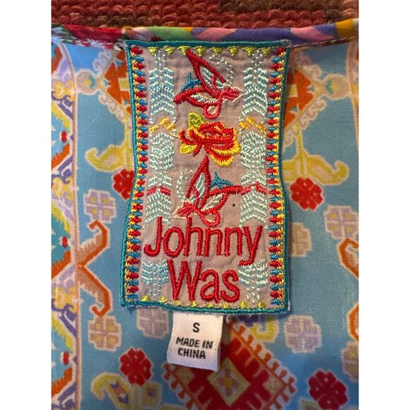 Johnny Was Multicolor Dolman Sleeve Tunic Eyelet Trim, Rayon Small - Picture 7 of 11